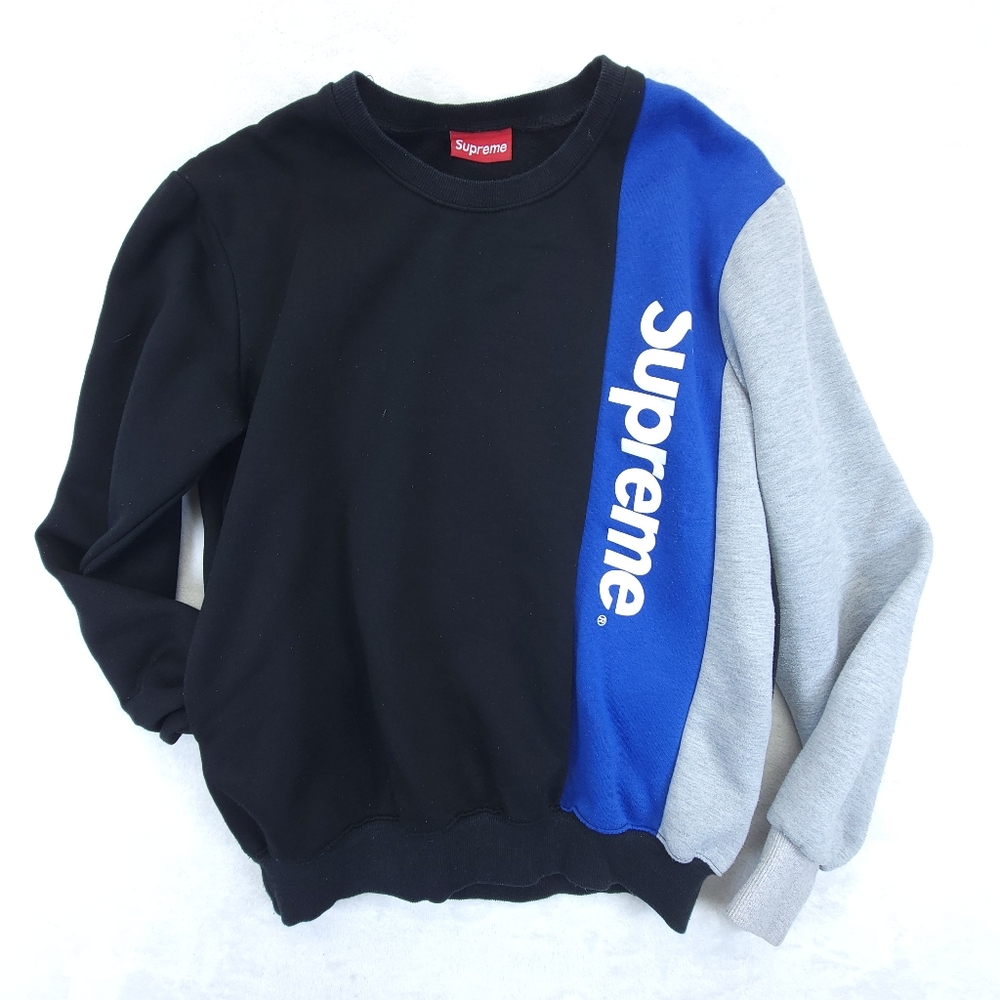 Supreme Colorblock Sweatshirt - Black, Blue, and Gray